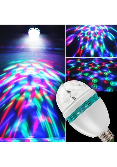 Hareketli 360 Derece Dönen Led Disko Ampul Çok Renkli