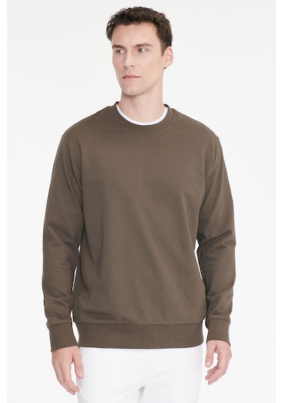 Ac&Co / Altınyıldız Classics Erkek Hakı Pamuklu Standart Fit Normal Kesim 2 İplik Bisiklet Yaka Sweatshirt Haki