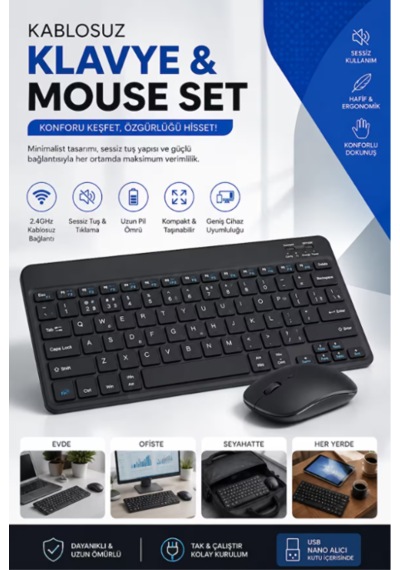 Kablosuz Klavye & Mouse Seti Kablosuz Özgürlüğün Keyfini Çıkarın