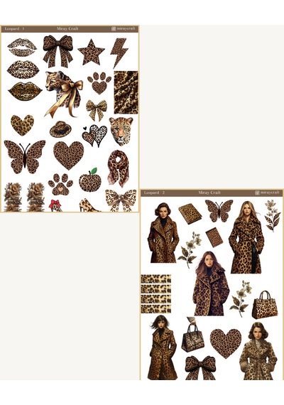 Leopar Temalı 3 Lü Sticker Seti Fashion & Şık İllüstrasyonlar 12 17 Cm Diğer