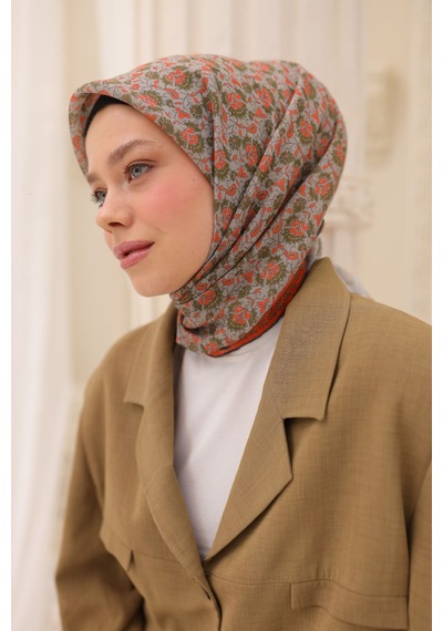 Silk Home Soft Eşarp 73077-22 Parlak Turuncu, Gri, Gümüş, Haki