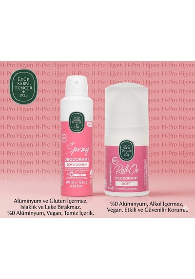 Eyüp Sabri Tuncer Est Soft Kadın Bakım Seti - Spray 200 Ml + Roll-on 75 Ml - Alüminyum Ve Gluten İçermez, H-pro Hijyen