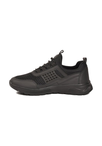 Walkway Siyah Fileli Hafif Esnek Kilit Bağcıklı Unisex Spor Ayakkabı Motano G