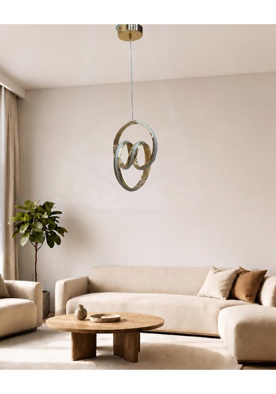 Dünya Büyük Modern Ledli Avize Çizgili 3 Renk Power Ledli Gold Kaplama Çoçuk Odası Yatak Odası Mutfak