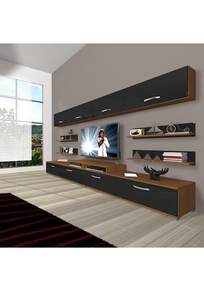 Decoraktiv Ekoflex 360y Slm Tv Ünitesi Tv Sehpası Ceviz - Siyah
