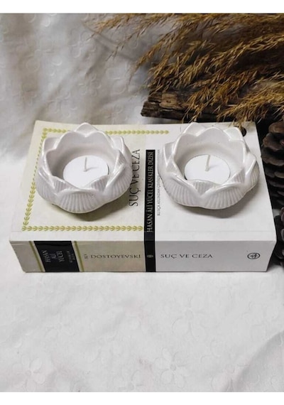 Bernami Mumluk Şamdanpinterest Lotus Mumluk Beyaz Dekoratif Mumluk Tealight Mumluk 2 Adet. Mumlar Dahil Değildir Diğer