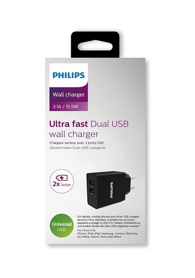 Philips 2 Usb-a Duvar Şarjı Dlp2610