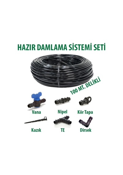 16x20 0,9mm 100 Metre Delikli Damlama Borusu Sistemi Hazır Damlama