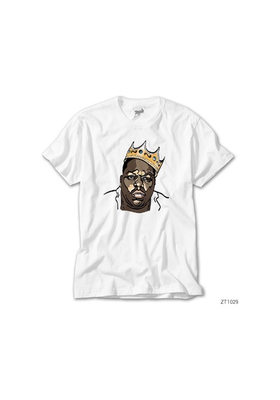 Biggie Cartoon Beyaz Tişört Beyaz
