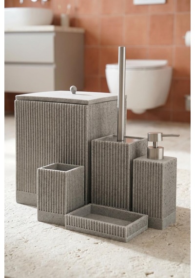 Acar Jhn-09343 Gri Laduree Collection 5'li Banyo Set