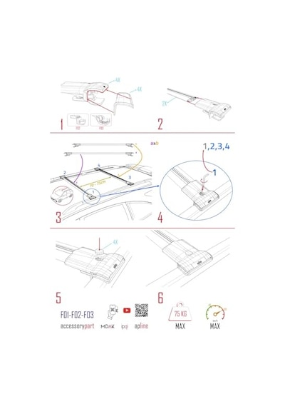 Accessorypart Dacia Duster 2014-2018 Arası İle Uyumlu Fly Model Ara Atkı Tavan Barı Gri