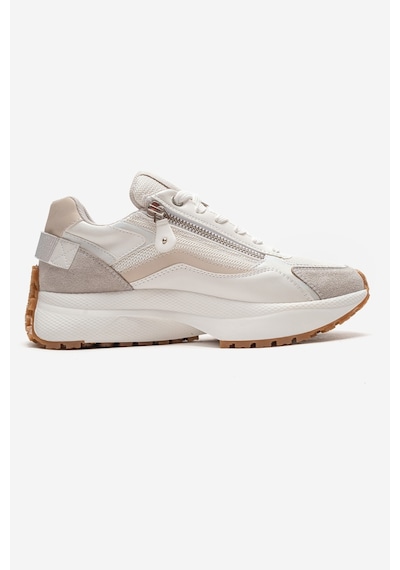 Luvishoes Rocca Buz Beyaz Fermuar Detaylı Kadın Sneaker Beyaz
