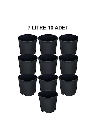 Grow Wizard Plastik Yuvarlak Saksı 7 Litre 10 Adet