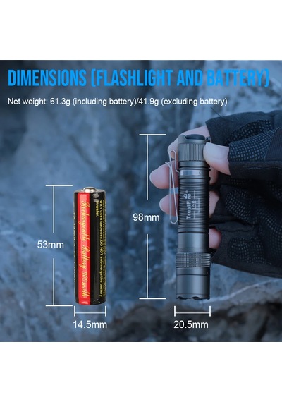 Trustfire L2s Taktik El Feneri 1050 Lümen Ipx6 14500 Taşınabilir Torch Black Sabit Odaklama Siyah
