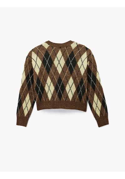 Koton Baklava Desenli Uzun Kollu Bisiklet Yaka Triko Kazak Kahverengi Desenli 6wal90190ht Kahverengi Koton Baklava Desenli Uzun Kollu Bisiklet Yaka Triko Kazak Kahverengi Desenli 6wal90190ht Kahverengi