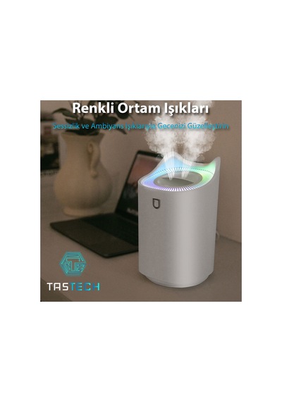 3 Litre Oda Hava Nemlendirici Çift Nozul Humidifier Rgb Led Işıklı Buhar Makinesi