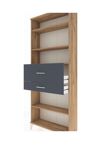 Arges Dolap 4 Raflı 2 Çekmeceli 88x30x221 Çam-antrasit Atlas Çam