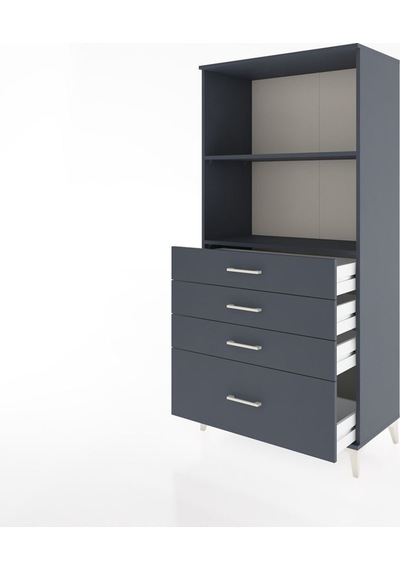 Hyperion Dolap 2 Raflı 4 Çekmeceli 88x44x182 Antrasit-antrasit Antrasit