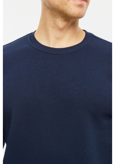 Uniprom Sweatshirt Bisiklet Yaka Içi Polarlı 3 Iplik Pamuklu Normal Kesim Erkek Lacivert