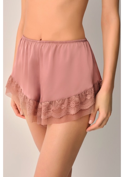 Suwen Vivienne Dantelli Şort Pijama Altı St4450603023 Kahverengi