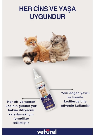 Kedi Yüz Temizleme Solüsyonu Kedi Aknesi Gözyaşı Lekesi Göz Damlası Akıntı Kaşıntı Bakımı 100ml