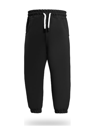 Heyadventure Erkek / Kız Çocuk Cepli Jogger Eşofman Altı Paçası Lastikli Siyah Siyah