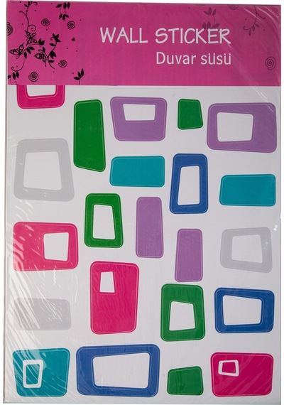 Sıa Duvar Süsü Sticker Renkli Kareli Pvc