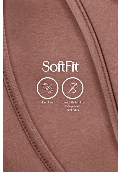Auw Basic Kadın Derin Yaka Atlet Modal Pamuk 3'lü - Softfit Bronz