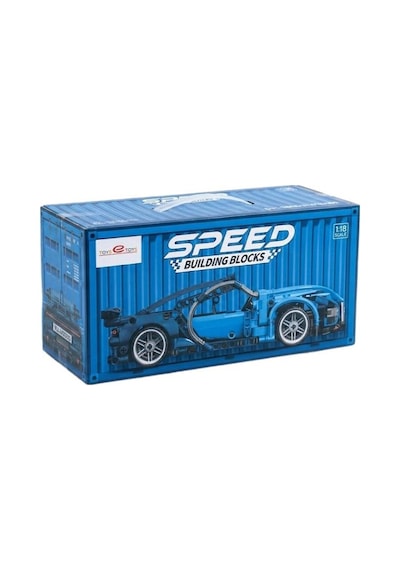 Toys E Toys Speed Building Blocks 1:18 Ölçek Çek Bırak Mavi Yarış Arabası Yapı Blok Seti 423 Parça 9055-5