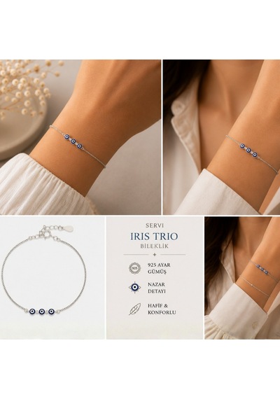 Servi 925 Ayar Iris Trio Bileklik-259 Gümüş