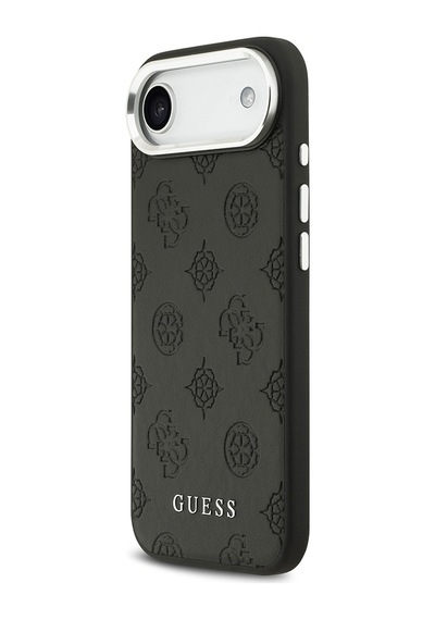 Apple Uyumlu iPhone 17 Air Kılıf Guess Lisanslı M-safeli Sıcak Baskılı Klasik Yazı Logolu Pu Deri Peony Siyah Siyah