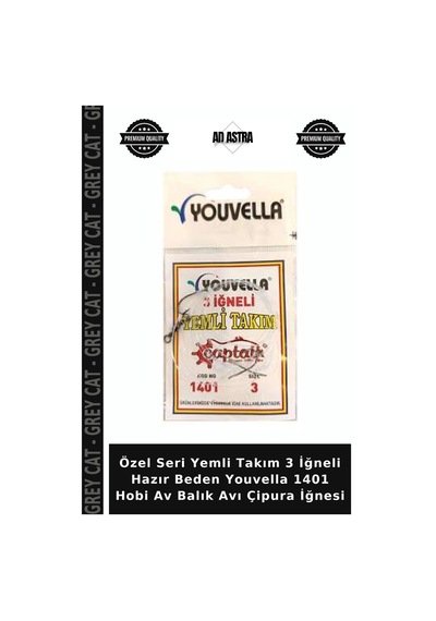 Özel Seri Yemli Takım 3 İğneli Hazır Beden Youvella 1401 Hobi Av Balık Avı Çipura İğnesi 1-0