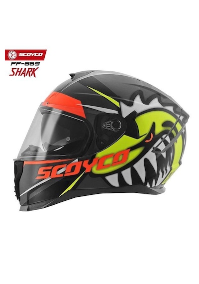 Scoyco 869 Shark Full Face Ece Onaylı Vizörlü Motosiklet Kaskı