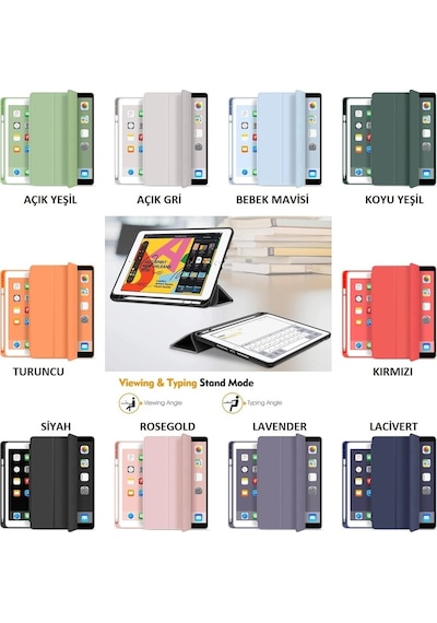 Apple Uyumlu iPad Air 1 9.7" Kılıf Kalem Bölmeli Smart Case A1474 A1475 A1476