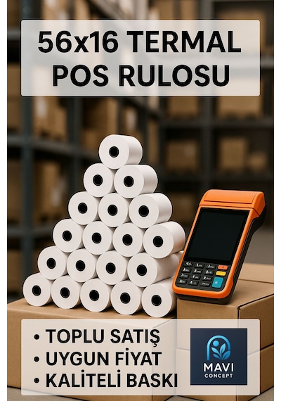 56x16 Termal Pos Kağıdı - Pos Rulosu - Yazarkasa Pos Kağıdı 2 Paket 20 Adet