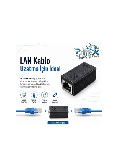 Primex Px-hqc6 Rj45 Dişi Dişi Ethernet Ara Aparatı, Cat5e/cat6 Lan Kablo Birleştirici, Gigabit Network Kablo Uzatma Adaptörü, Modem Router Switch Pc İçin Rj45 Dişi Dişi Coupler