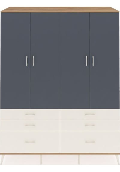 Kronos Gardrop 8 Raflı 6 Çekmeceli 4 Kapaklı 176x59x221 Çam-antrasit/aytaşı Beyaz Kronos Gardrop 8 Raflı 6 Çekmeceli 4 Kapaklı 176x59x221 Çam-antrasit/aytaşı Beyaz