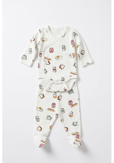 Tiffany Baby & Kids Breakfast Tasarımlı Kruvaze 2 Li Takım Ekru