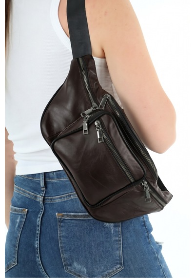 Nahitatyana Unisex Acıkahve Çok Cepli Hakiki Deri Freebag Bel Çantası Ve Omuz Çantası Acıkahverengi - 121763658 Acıkahverengi