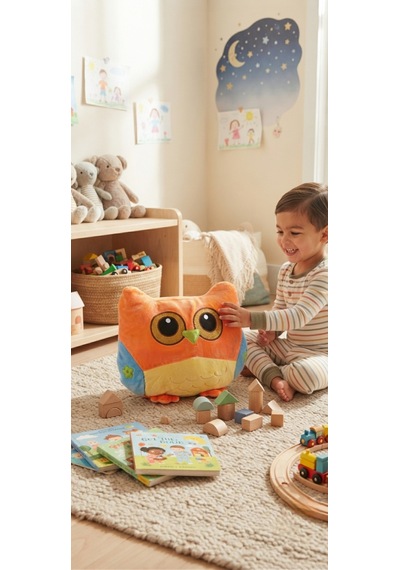 Peluş Baykuş Yastık 40 Cm Turuncu