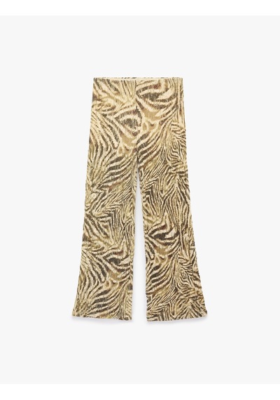 Koton Rahat Kalıp Zebra Desenli Dantel Pantolon Bej Desenli 6sak40088ek Ekru