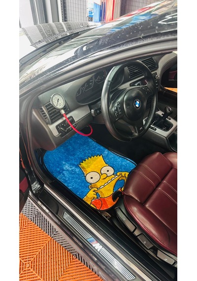 Mavi Simpsons Lüks Halı Paspas Takımı