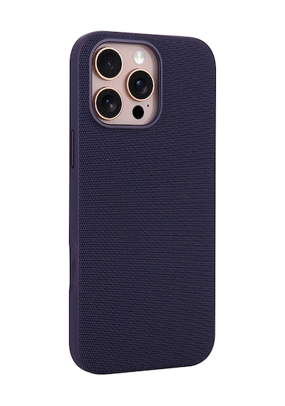 Maks Technology Apple Uyumlu iPhone 16 Pro Max Kılıf M-safe Şarj Özellikli Kumaş Tasarımlı Mkst Miami Sert Pc Kapak - Derin Mor