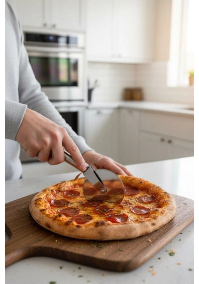 Hamur Kesme Ruleti 20 Cm + Çok Amaçlı Mutfak Makası Seti Paslanmaz Çelik Pizza Kesici & Mutfak Makası