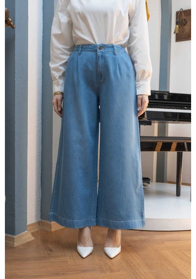 1164-pileli Denim Pantolon Mavi Mavi