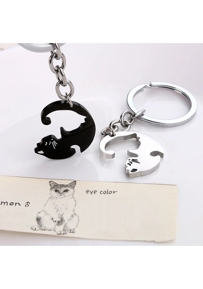 Herşey Nota Yin Yang Çift Kedi Anahtarlık