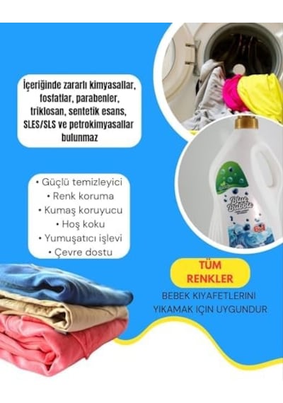 Çamaşır Deterjan Bebek Organik Soğuk Suda Yıkama & Renk Koruma Hassas Ciltler İçin-blue Bubble