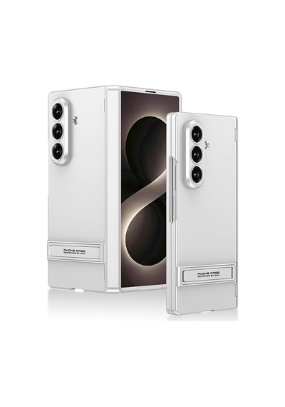 Samsung Galaxy Uyumlu Z Fold 8 Ultra Kılıf Zore Kıpta Standlı Kapak Gümüş