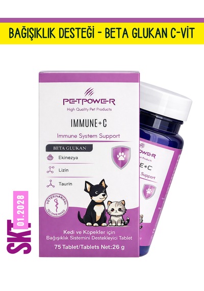 Petpower Kedi Köpek Desteği, Beta Glukan, C Vitamini, Taurin Tablet 75 Adet