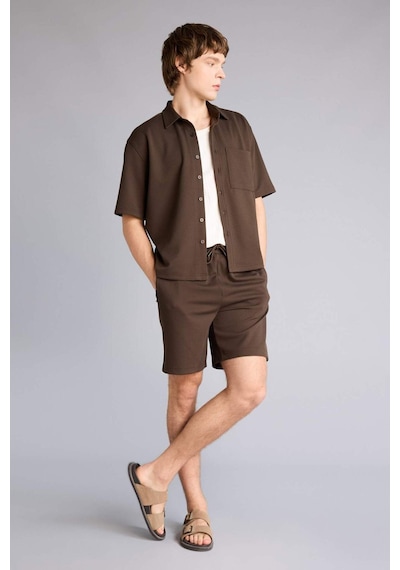 Defacto Esnek Kumaş Boxy Fit Gömlek G4163ax26smbn581 Kahve-bn581